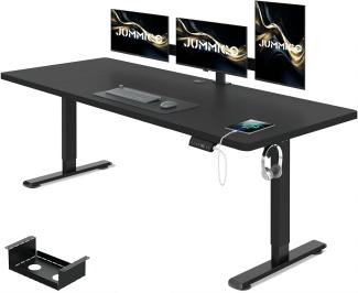 JUMMICO Höhenverstellbarer Schreibtisch 160 x 80 cm mit Kabelwanne, Höhenverstellbar Elektrisch Stehpult mit USB-Buchse, Computertisch, Ergonomischer Steh-Sitz Tisch, Bürotisch, Schwarz