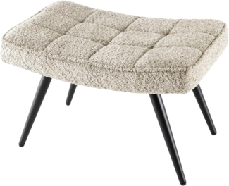 riess-ambiente Fußhocker SCANDINAVIA champagner greige / schwarz (Einzelartikel, 1 St), Wohnzimmer · Bouclé · Metall · Scandinavian Design