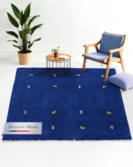 carpetfine Wollteppich Gabbeh-Uni, quadratisch, Höhe: 15 mm, reine Wolle, handgewebt, Gabbeh Loom Tiermotiv, Sonderform Quadrat