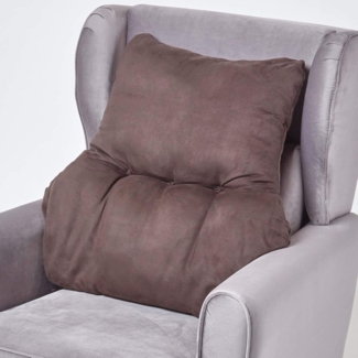 Homescapes Sitzkissen Rückenkissen braun – Rückenstützkissen 68x58 cm mit Velours-Bezug