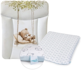 Ceba Baby® Wickelauflage 50x70 cm – Weiche Baby Wickelunterlage - Wasserdicht, abwaschbar - inkl. abnehmbarem Baumwollbezug – Für Jungen und Mädchen – OEKO-TEX® Standard 100 – Made in EU