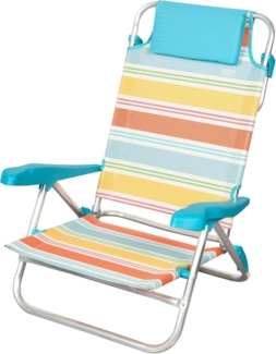 AKTIVE Strandklappstuhl, 47 x 49 x 82 cm, Rückenlehne in 8 Positionen, aus Aluminium und Textilene, Mehrfarbig, mit Kissen, Rückentasche und Handgriffen, Modell Santorini (62419)