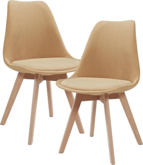 Esszimmerstuhl Fläten 2er Set Cord Senfgelb [en. casa]