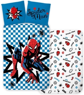 MARVEL Kinderbettwäsche Bettwäsche Spiderman Karo, 1 teilig