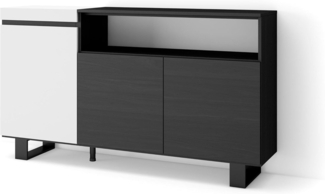 Skraut Home | Sideboard, Highboard | Kommode, Komodenschrank | 150 x 87 x 35 cm | 3 Türen | Industriedesign | Moderner Stil | Weiß und Schwarz