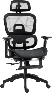 HOMCOM Bürostuhl Ergonomischer Schreibtischstuhl mit Armlehne, Kopfstütze (Höhenverstellbarer Mesh Drehstuhl, 1 St), mit Wippfunktion, Liegefunktion, Fußstütze Schwarz