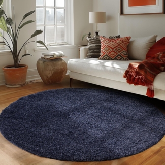 Carpettex Hochflor-Teppich Unicolor - Einfarbig, Rund, Höhe: 30 mm, Einfarbig Shaggy Teppich Wohnzimmer Langflor versch. farben und größen