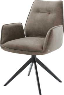 Esszimmerstuhl Zoa-Flex Mikrofaser Taupe Vintage Kreuzgestell breit Schwarz Taschenfederkern