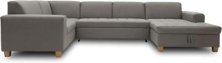 DOMO Collection Sugar Wohnlandschaft, Sofa, Couch, Polstergarnitur, Moderne U-Form, hellgrau, 162 x 333 x 199 cm