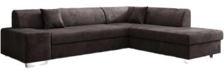 Designer Sofa Pina mit Schlaf- und Klappfunktion Samt Dunkelbraun Rechts