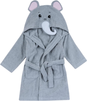 Chicco Bademantel aus weichem Schaumstoff, in Form von süßem Elefant, bunt und lustig, mit zwei bequemen Taschen und praktischem Gürtel, 24 Monate+, grau