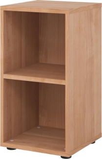 bümö Regal Nussbaum, Standregal aus Holz für 2 Ordnerhöhen - Bücherregal klein 40 cm schmal, Aktenregal für Ordner & Bücher, kleines Büroregal, Holzregal, Ordnerregal, Buchregal Dachschräge, 924RE-N