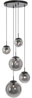 Liadomo Pendelleuchte Vetro, Leuchtmittel inklusive, Warmweiß, 5-flammig, Cluster, Rauchglasschirme, E27, für hohe Decken geeignet