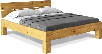 Möbel-Eins CURBY 4-Fuß-Bett mit Kopfteil, Material Massivholz, rustikale Altholzoptik, Fichte natur 120x200 cm Standardhöhe