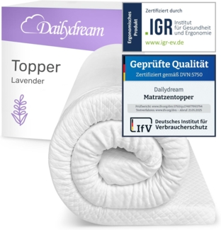 Dailydream viscoelastischer Matratzentopper "Model M" mit Memory Foam Effekt, 90x190x5cm, Edition "Lavendel"