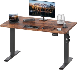 JUMMICO HöHenverstellbarer Schreibtisch Standing Desk Elektrischer Schreibtisch Höhenverstellbar mit Memory-Funktion 120x60 cm,Braun