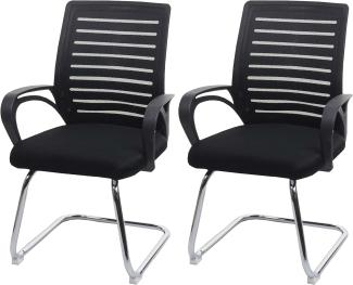 2er-Set Konferenzstuhl HWC-K51, Besucherstuhl Freischwinger, 150kg belastbar Stoff/Textil ~ schwarz