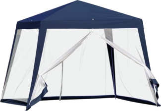 Outsunny Gartenpavillon Pavillon Festzelt Partyzelt wetterfest Zelt mit Moskitonetz Metall + Polyester Blau 3x3 m