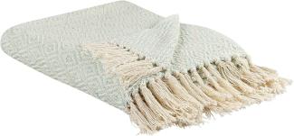 Beliani 'MITYAL' Kuscheldecke, Baumwolle mintgrün, 125 x 150 x 0,5 cm