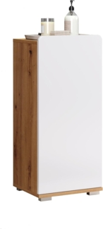Badezimmer Unterschrank Ciara weiß Hochglanz und Eiche 37x82 cm