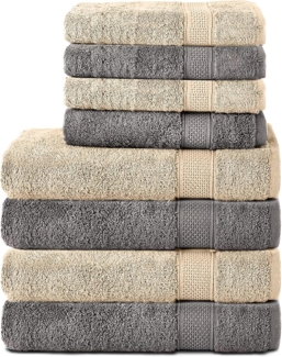 Komfortec Handtuch Set 100% Baumwolle, 4 Badetücher 70x140 und 4 Handtücher 50x100 cm, Frottee (Packung, 8-St), Badehandtuch & XXL Saunatuch, Weich, Towel, Groß