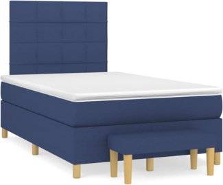 vidaXL Boxspringbett mit Matratze Blau 120x190 cm Stoff 3270410