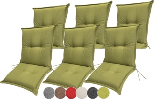sunnypillow Liegenauflage 6 Stück Gartenstuhlauflagen 100 x 50 x 9 cm, Indoor / Outdoor Stuhlauflage Stuhlkissen, Grün