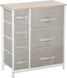 HOMCOM Kommode Schubladenschrank, rechteckig (Stoffschubladen, 1 St, Schubladenschrank), Hellgrau 63,5 x 30 x 71 cm