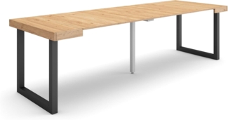 Skraut Home | Ausziehbarertisch | Multifunktionaler ausziehbarer | 260 | Für 12 Gäste | Massivholz Beine | Moderner Stil | Eiche