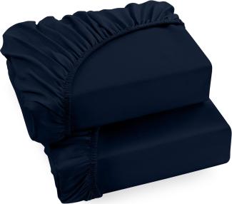 Utopia Bedding - 2er Set Spannbettlaken 140x200 cm - Marineblau - Gebürstete Mikrofaser Spannbetttuch - 35 cm Tiefe Tasche