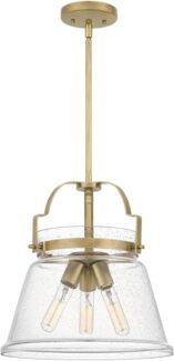 Elstead Lighting QN-WIMBERLEY-P-WS QUINTIESSE Hängeleuchte Wimberley E27 60W Stahl, Messing verwittert; Blasenglas klar H:38. 8cm Ø35. 6cm dimmbar höhenverstellbar