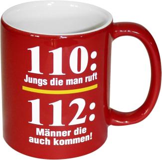 Close Up Feuerwehr Tasse 110 und 112 rot, aus Keramik, Füllmenge ca. 320ml.