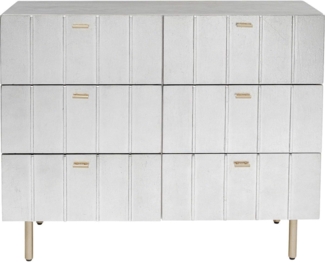 Kare Design Kommode Venice Line, Silber, Kommode mit 6 Schubladen, Holz Korpus, Stahl Beine, 89 x 106 x 40 cm (H/B/T)