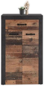 Stella Trading Schuhschrank in Old Wood Optik, Betonoxid - Modernes Schuhregal mit viel Stauraum für Ihre Schuhe - 68 x 114 x 37 cm (B/H/T)