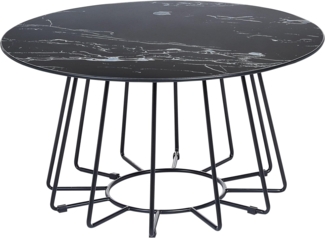 Beliani Couchtisch Marmor-Effekt Schwarz ø 80 cm BERNIE