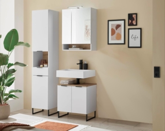 moebel-dich-auf Badmöbel-Set Aspen 60, (Set 2, Hochschrank, Spiegelschrank, Waschbeckenunterschrank, 3-St), Softclose