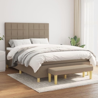 vidaXL Boxspringbett mit Matratze Taupe 140x200 cm Stoff 3137161