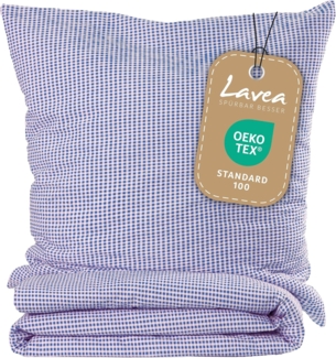 Lavea Bettwäsche Seersucker Karo, 100% aktmungsaktive Baumwolle, kühlende Sommerbettwäsche mit Reißverschluss, langlebige Qualität