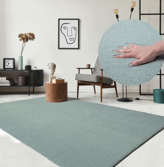 the carpet Relax Moderner Flauschiger Kurzflor Teppich, Anti-Rutsch Unterseite, Waschbar bis 30 Grad, Super Soft, Felloptik, Blau, 140x200 cm