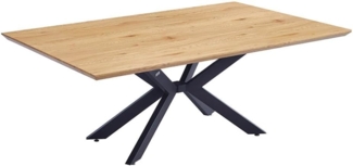 HOME DELUXE Essgruppe Eckig AVENCIA inkl. Sternfuß - 200 x 120 cm Light Oak 4 Stühle Hellbraun