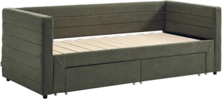 Vente-unique - Tagesbett 2 x 80 x 200 cm – Mit Lattenrost & Schubladen – Texturierter Stoff – Grün – CAMITY