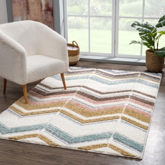 Carpet City Hochflor-Teppich Focus 3009, rechteckig, Höhe: 20 mm, Läufer, Boho, Hochtief-Muster/ 3D-Effekt, für Wohnzimmer, Schlafzimmer