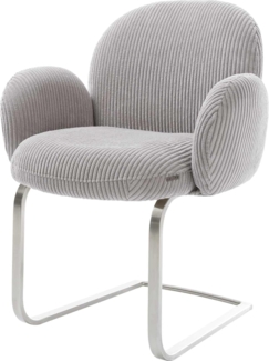 Freischwinger Nube-Flex mit Armlehnen Cord Silbergrau Freischwinger flach Edelstahl Taschenfederkern