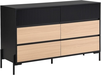Vente-unique - Kommode mit 6 Schubladen - Schwarz & Holzfarben hell - GLARODI
