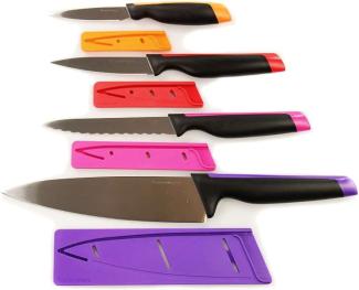 Tupperware Messer Universal-Serie lila Koch+pink Wellenschliff+Gemüse orange+rot