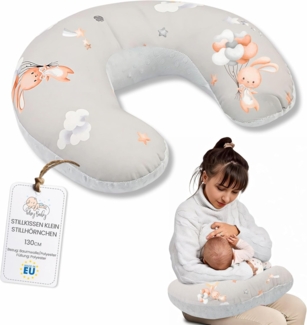 Totsy Baby Stillkissen klein Mond Minky 130 cm - Nursing und Breastfeeding Pillow Stillmond Stützkissen Stillhörnchen kleines Still Kissen und Lagerungskissen beim Stillen Oeko-Tex Kaninchen