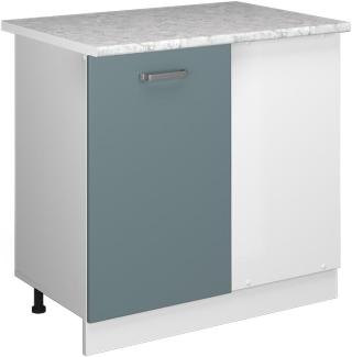 Vicco Eckschrank R-Line, Blau-Grau/Weiß, 86 cm mit Arbeitsplatte