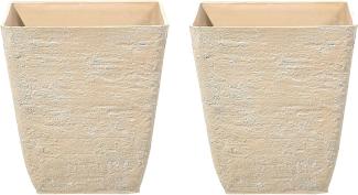 Blumentopf 2er Set sandbeige quadratisch 39 x 39 x 43 cm DELOS