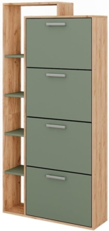 Vicco Schuhkipper Orlando, Goldkraft Eiche/Grün, 80 x 166.1 cm mit 4 Fächern