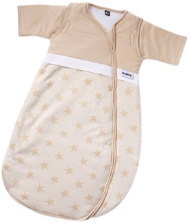 Gesslein 771199 Bubou Babyschlafsack mit abnehmbaren Ärmeln: Temperaturregulierender Ganzjahreschlafsack für Neugeborene, Baby Größe 70 cm, Sterne beige/Creme